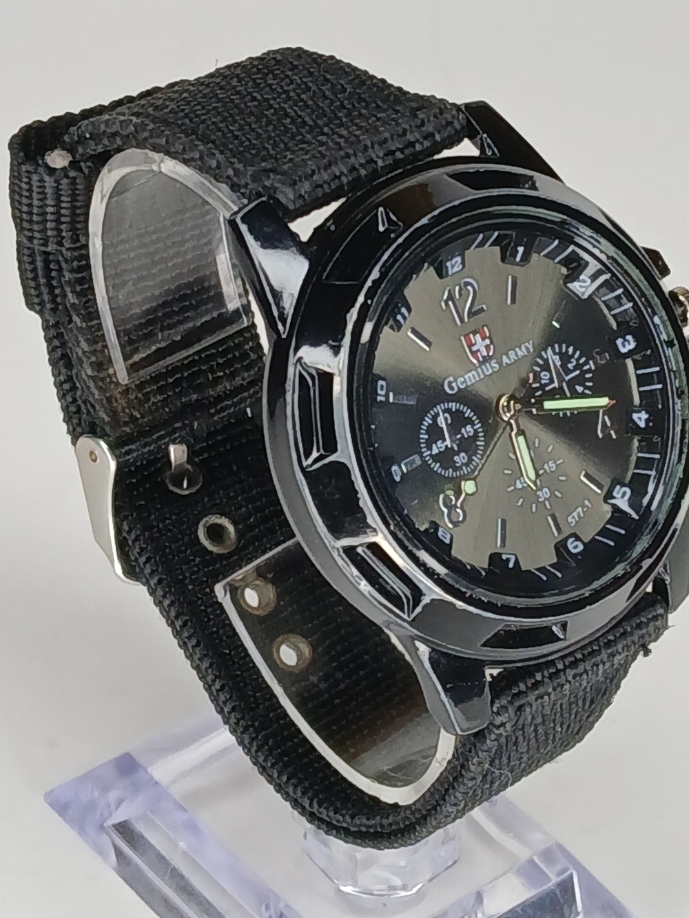 Gémius Army Men's Black Casual Watch Canvas Strap 577-1 Military Style